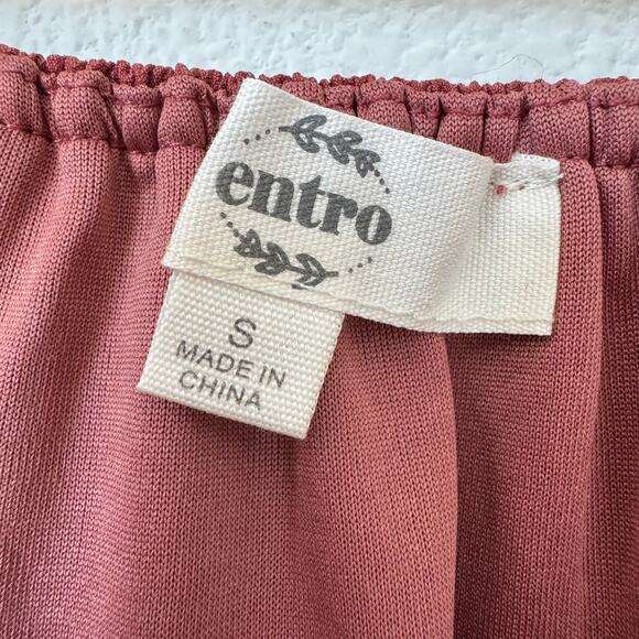 Entro Women’s Puff Sleeve Tiered Mini Dress Small Red Boho Casual Square Neck - Picture 5 of 11